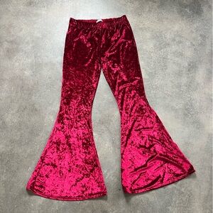 Daisy Del Sol Crushed Velvet High Waisted Comfy Soft Bell Bottom Flare Pants